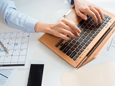 person typing