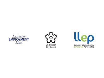 three logos (LCC, LLEP and Leicester Employment Hub)